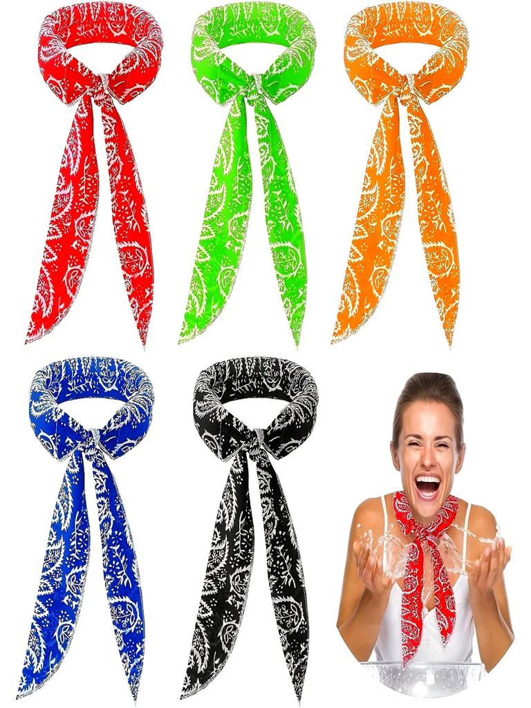 1-Pack Cooling Neck Scarf & Headband - Floral Paisley Pattern Scarf with Ice Water Soaking Feature Vibrant Designs Ideal for Hi