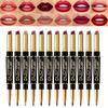 2 In 1 Vibrant Red Lip Liner Matte Velvet Lipstick Pencil Waterproof Long-Lasting Definition Nourishing Lipstick Lip Makeup