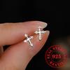 Dainty Cross Stud Earrings for Women  Sterling Silver Glossy Versatile Ear Accessories Delicate Daily Party Jewelry
