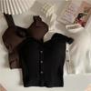 Women's Cropped Tops with Bra Pads Summer Corset Korean Suspenders Vest Sexy Camisole Slim New