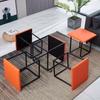 5 In 1 Pu Leather Seating Cube With Swivel Casters Staable Sofa Chair Stool Nesting Ottoman Stool Movable Footstool Dressing