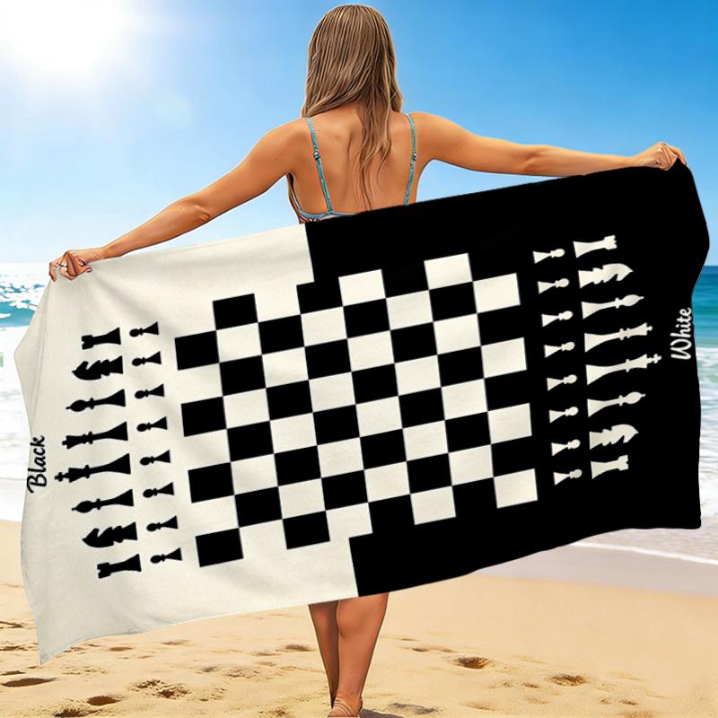 1Pc Chess Strategy Beach Towel, Quick Dry, Multi-Use for Beach Pool Gym Yoga Home Travel, Christmas, Halloween, Xmas Gift M928100