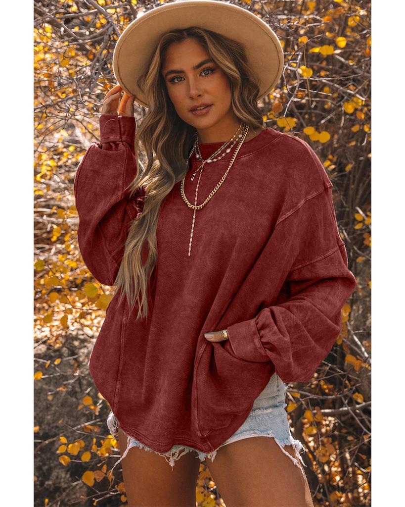 Azura Exchange Красный свободный свитшот с открытыми швами и открытой спиной