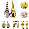 Bumble Bee Striped Gnome Plush Doll Scandinavian Tomte Nisse Swedish Honey Bee Elfs Hanging Ornament Home Decorations Cute Gifts