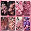 Розовые пионы Чехол для телефона для iPhone 16,15,14,13,12,11 Plus,Pro Max,XS,X,XR,SE,Mini,8,7, Мягкий силиконовый Черный чехол