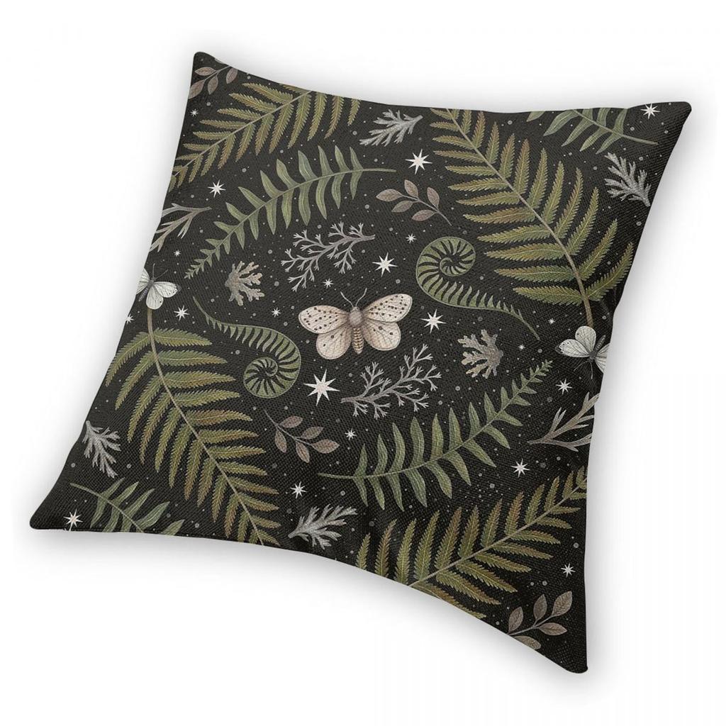 Magic Of Ferns Moths Pillowcase Polyester Linen Velvet Pattern Zip Decor Pillow Case Home Cushion Cover 45X45