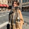 New Style Melard Scarf for Women, Suitable for Autumn And Winter, Korean Version, Versatile High-End Checkered Shawl, Couple'S Neck Warmer