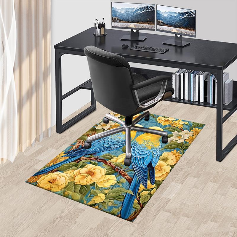 1PC Parrots Flowers Non-Slip Floor Carpet Compatible for Office&Living Room&Bedroom&Dining room - Flat- Soft & Pattern, Vibrant Colors-W300