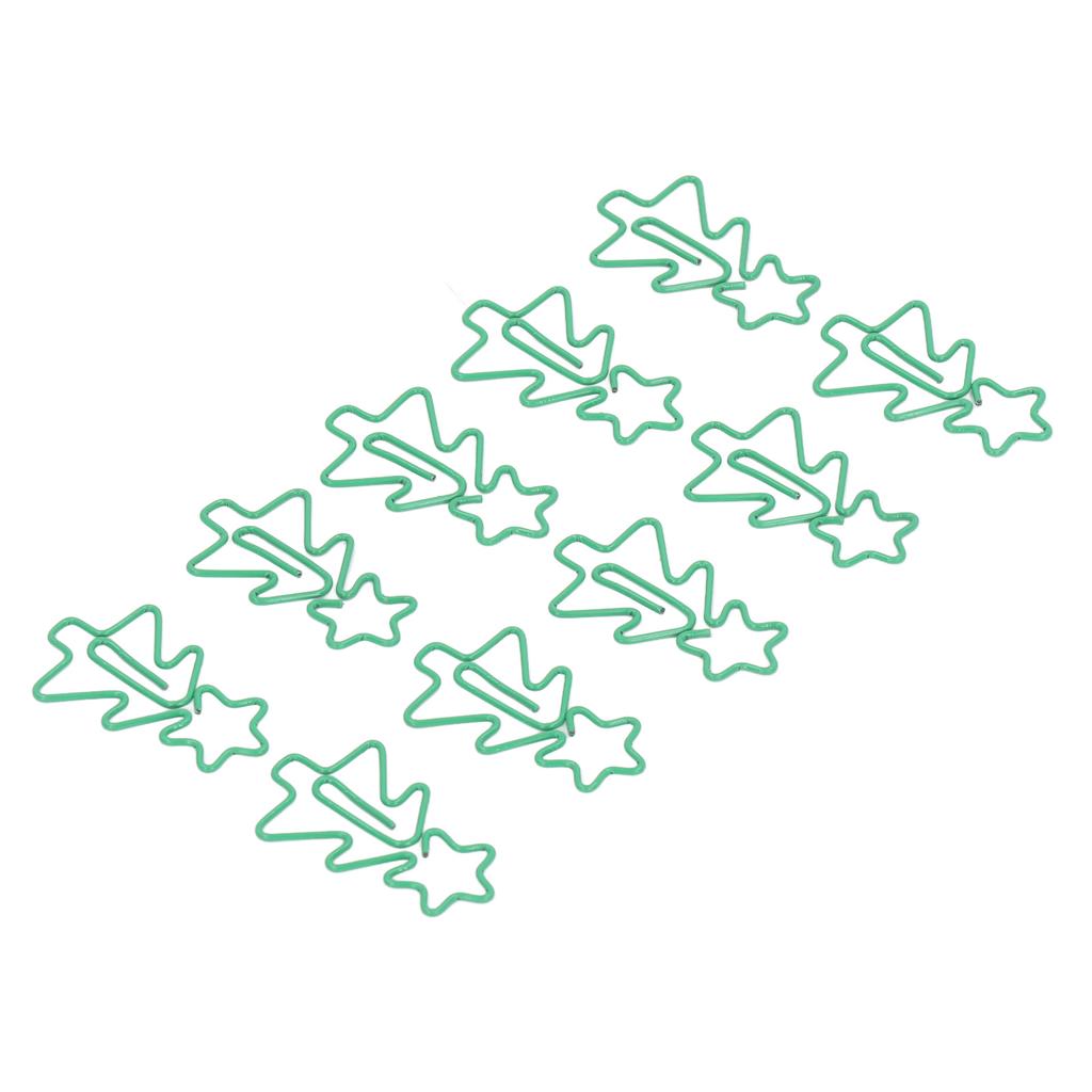 100 Pcs Shaped Paper Clips Green Christmas Tree Shape Metal Electroplating Process Portable Office