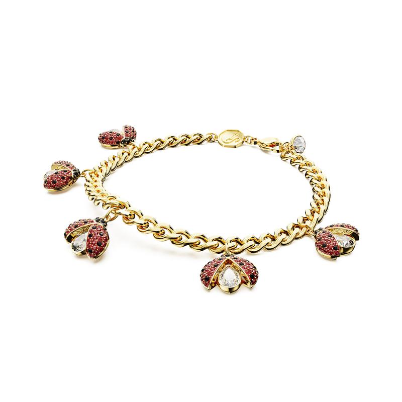 Swarovski Браслет Idyllia с дизайном божьей коровки и паве из кристаллов для женщин, золотой 5666238