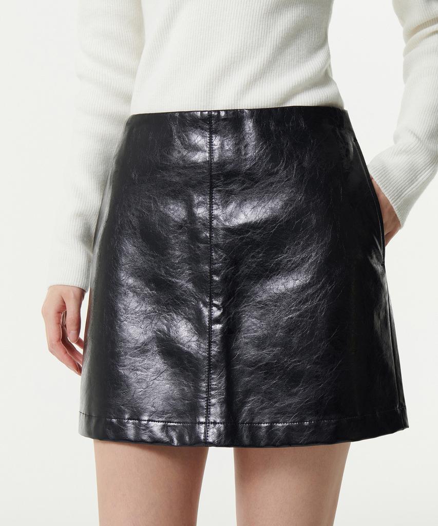 Musinsa Standard Woman Women'S Patent Synthetic Leather Mini Skirt [Black]