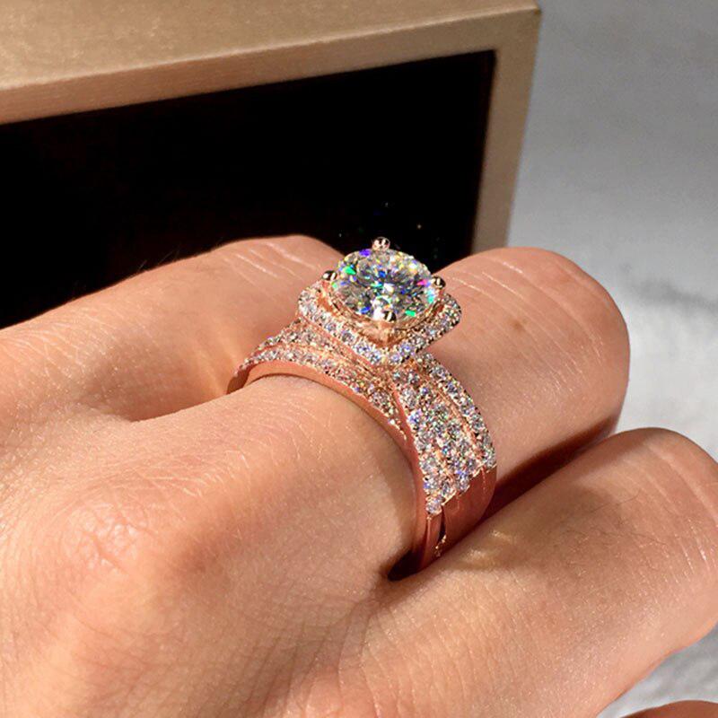 Новые романтические кольца цвета розового золота для женщин, дизайн креста, свадебное обручальное кольцо, элегантные аксессуары, вечерние женские модные ювелирные изделия