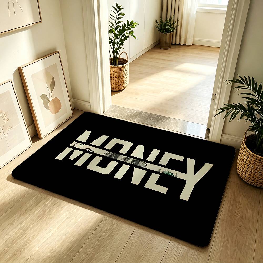 Art Money Talks Carpet Bathroom Anti-slip Mat Door Mat Home Decoration Mat Entrance Door Mat Scratch-resistant Door Mat