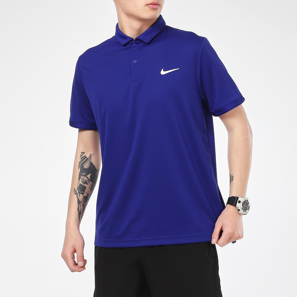 Nike Беговые тренировки, спортивные быстросохнущие дышащие поло с короткими рукавами, мужские топы синего цвета CW6851-471