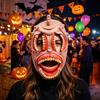Breathable Horror Mask Halloween Mask, with Hollow Realistic Fangs, Lightweight Unique Party PU Foam Grimace for Cosplay Costume Props Skin-friendly