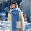 Fixed Dyeing Haze Blue~ Premium Hair Sensing Pocket Scarf Women's Winter Wool Shawl Thickened Plush Scarf