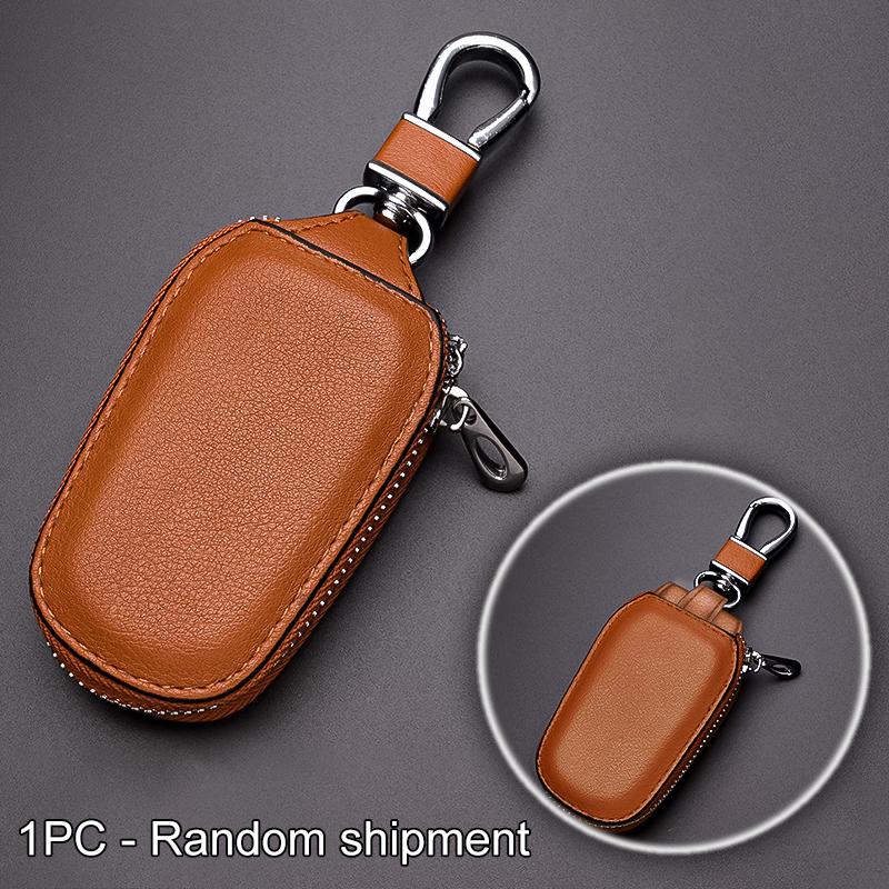 Unisex Women Men Keychain Keyrings Waist Hanging Car Key Bag Case Zip-up Hanging Keyrings Leather Accessories