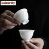2pc/set Handamde Iced Jade Porcelain Teacup Horn Cup Dehua White Kung Fu Tea Ceramic Single Tasting Tea Mug Drinking Small Set