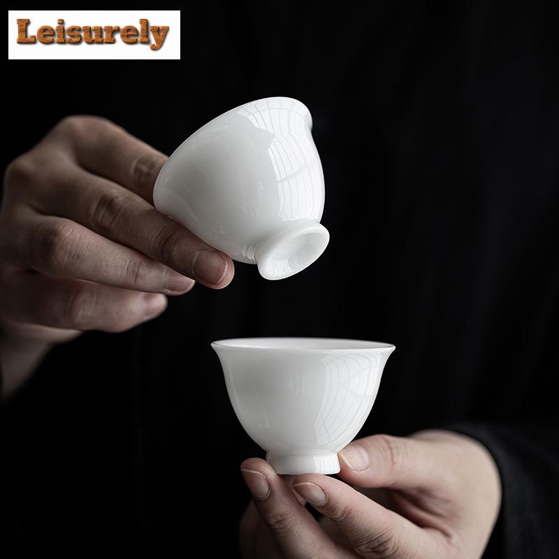 2 шт./набор Handamde Iced Jade фарфоровая чайная чашка роговая чашка Dehua White Kung Fu Tea Керамическая кружка для дегустации чая маленький набор