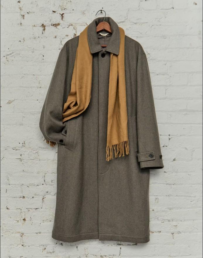HAZZYS [His] Wool Cashmere Blend Balmacaan Coat Grey