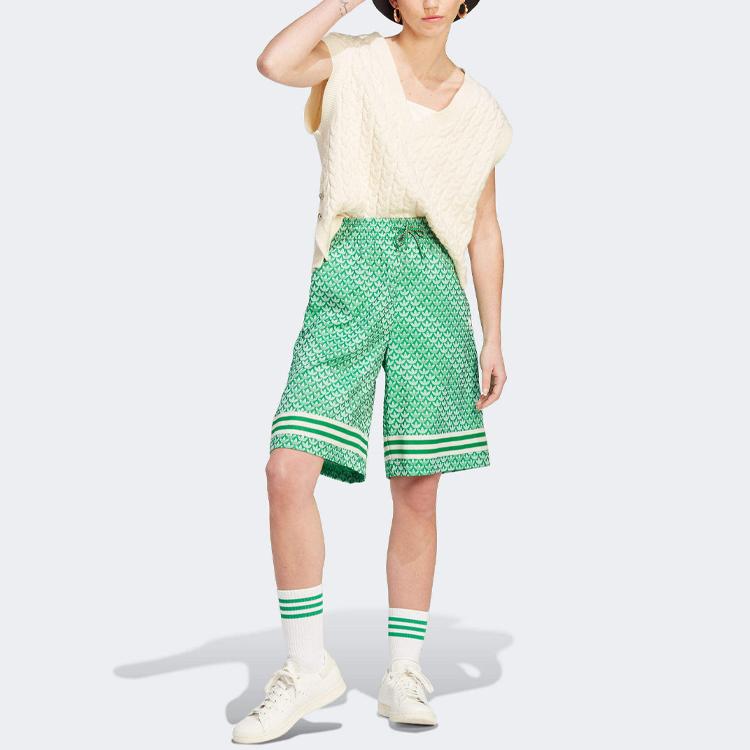 adidas Оригинальные свободные шорты на шнурке Adicolor, ретро-серия 70-х годов, женские брюки зеленого цвета IK7881