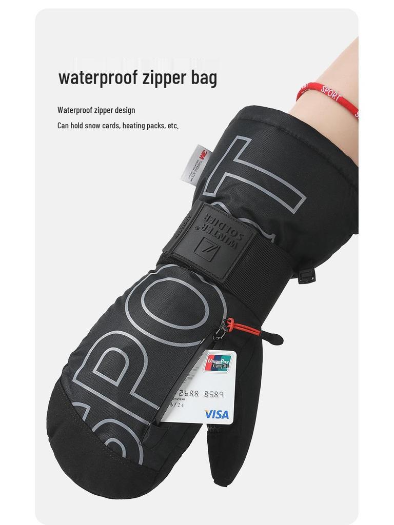 Women's Ski Gloves with Wrist Guards - Snowboard Mittens and Men's Touchscreen Mitten with Palm Protectors