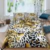 Комплект постельного белья с леопардовым принтом размера King Size, комплект постельного белья с изображением животных дикой природы для подростков и детей, мальчиков и девочек, мягкий пододеяльник с синими розами