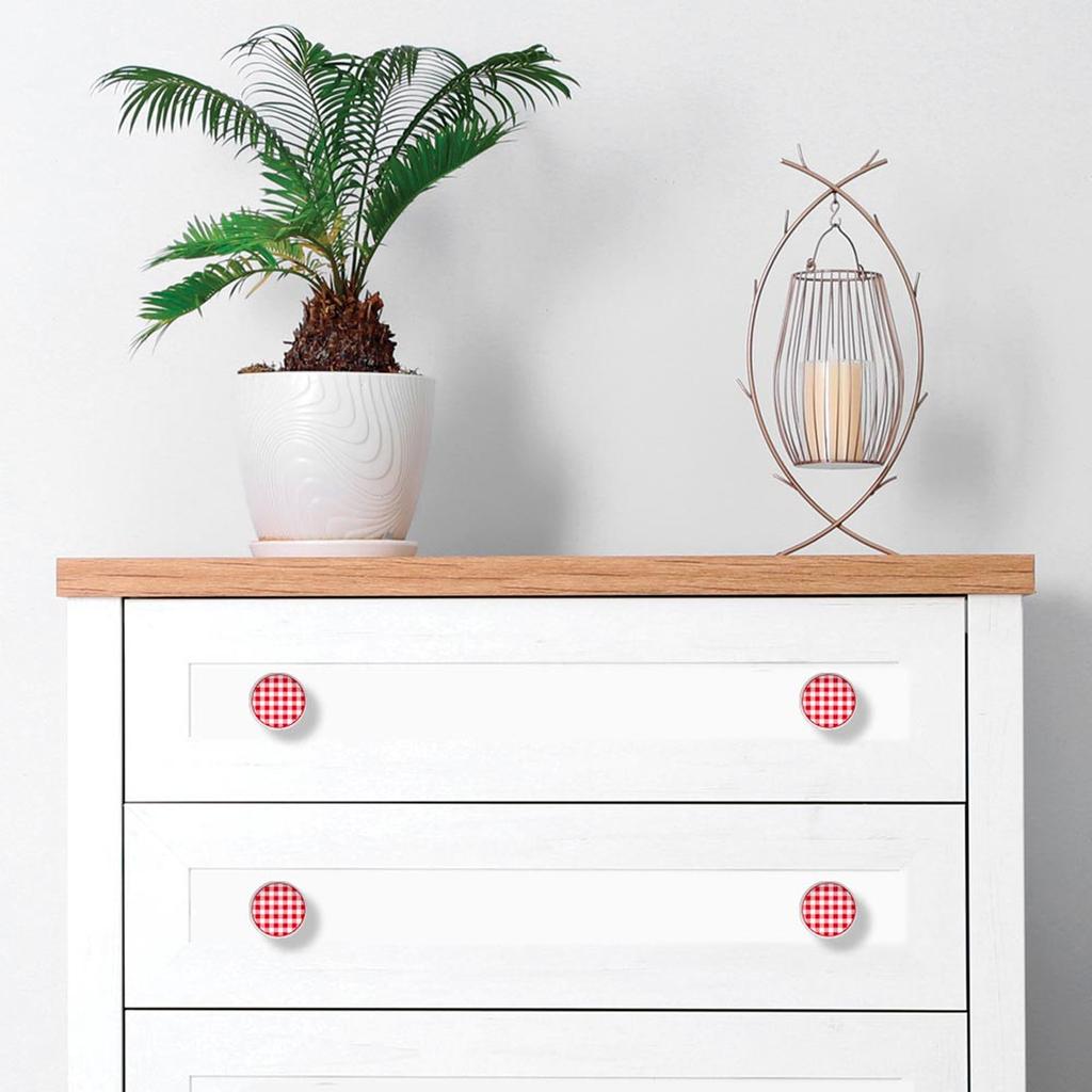 Les Trésors De Lily [A2527] - Ручка мебельная керамическая "Плитка Виши" красный белый - 65х35 мм