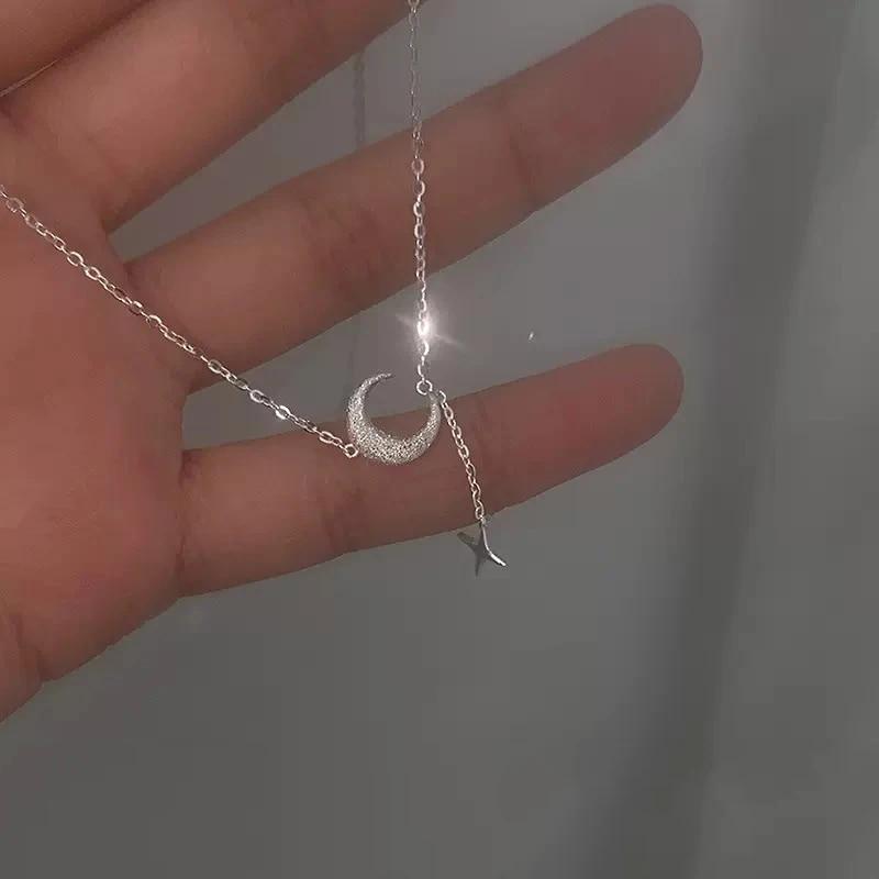 Популярное модное ожерелье с луной и звездой, кулон-цепочка геометрической формы для женщин, изысканные аксессуары