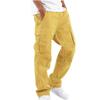 Autumn and Winter Men's Straight-Fit Drawstring with Multiple Pockets Stretch Cargo Pant