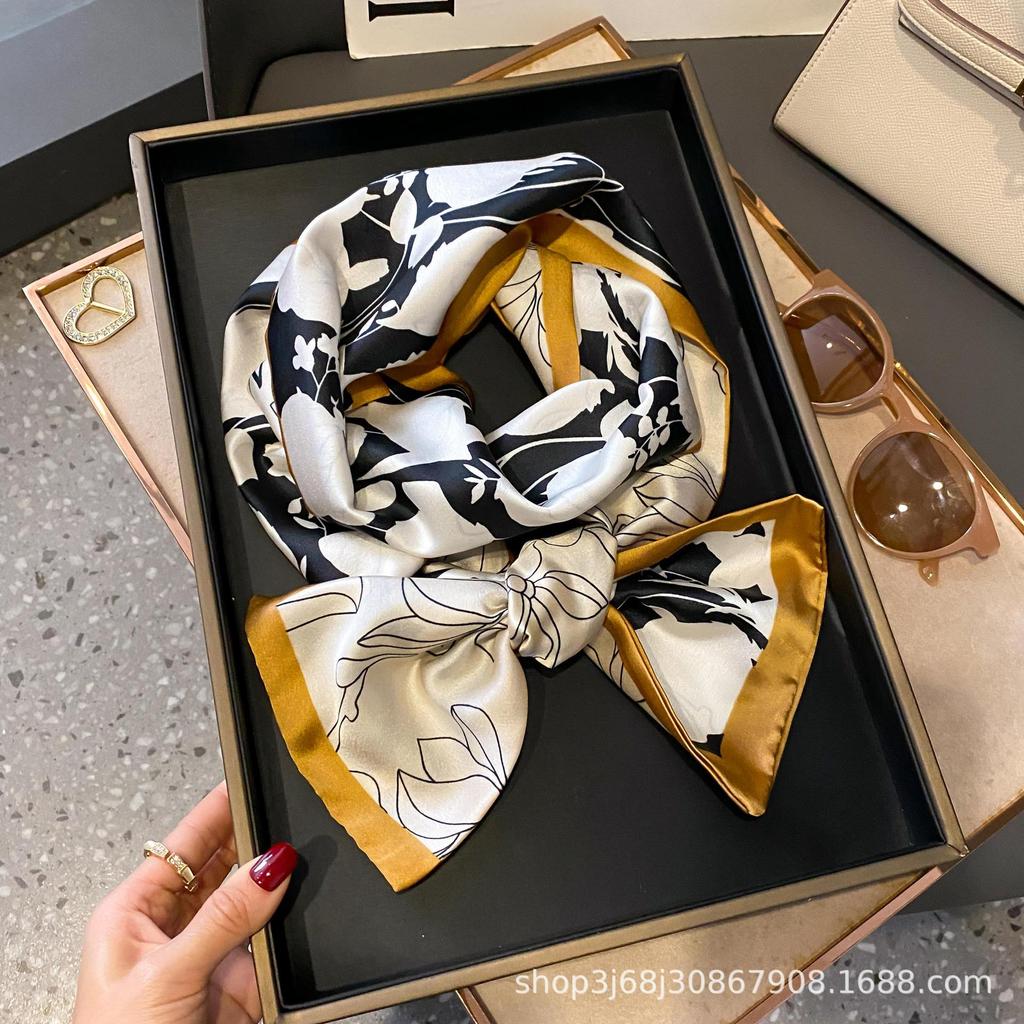 New small scarf thin and narrow strip printed silk scarf women's new streamer fashionable versatile professional decoration scarf scarf