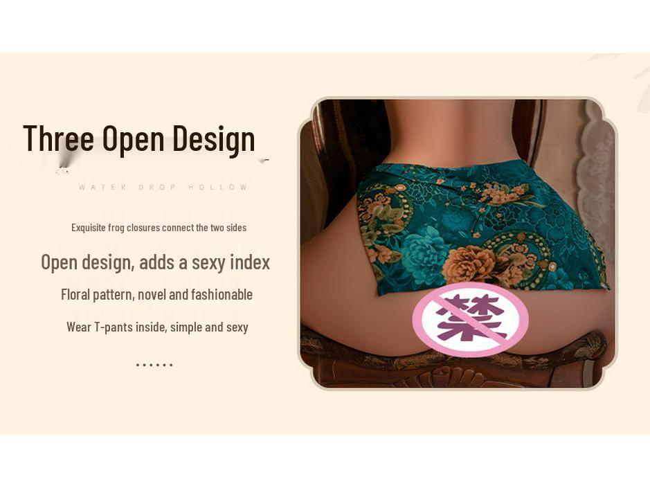 Сексуальный комплект ципао с халтером, разрезом, открытой спиной и воротником-стойкой 9298