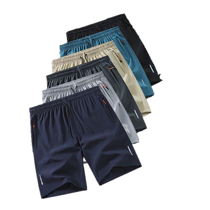 Летние спортивные шорты со светоотражающими полосками, молнией и тканью Ice Silk, XS-4XL, 108 моделей