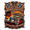 [A3228] - Retro Metal Sign 'American Steel' Red Black - 50x35 Cm