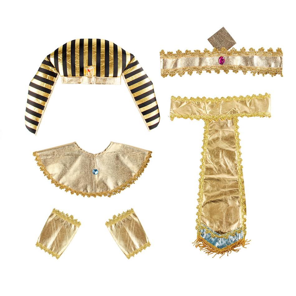 Children's Halloween Cosplay Egyptian Pharaoh Costume Baby Kids Christmas Birthday Party School Activity Dress Up Props Clothes