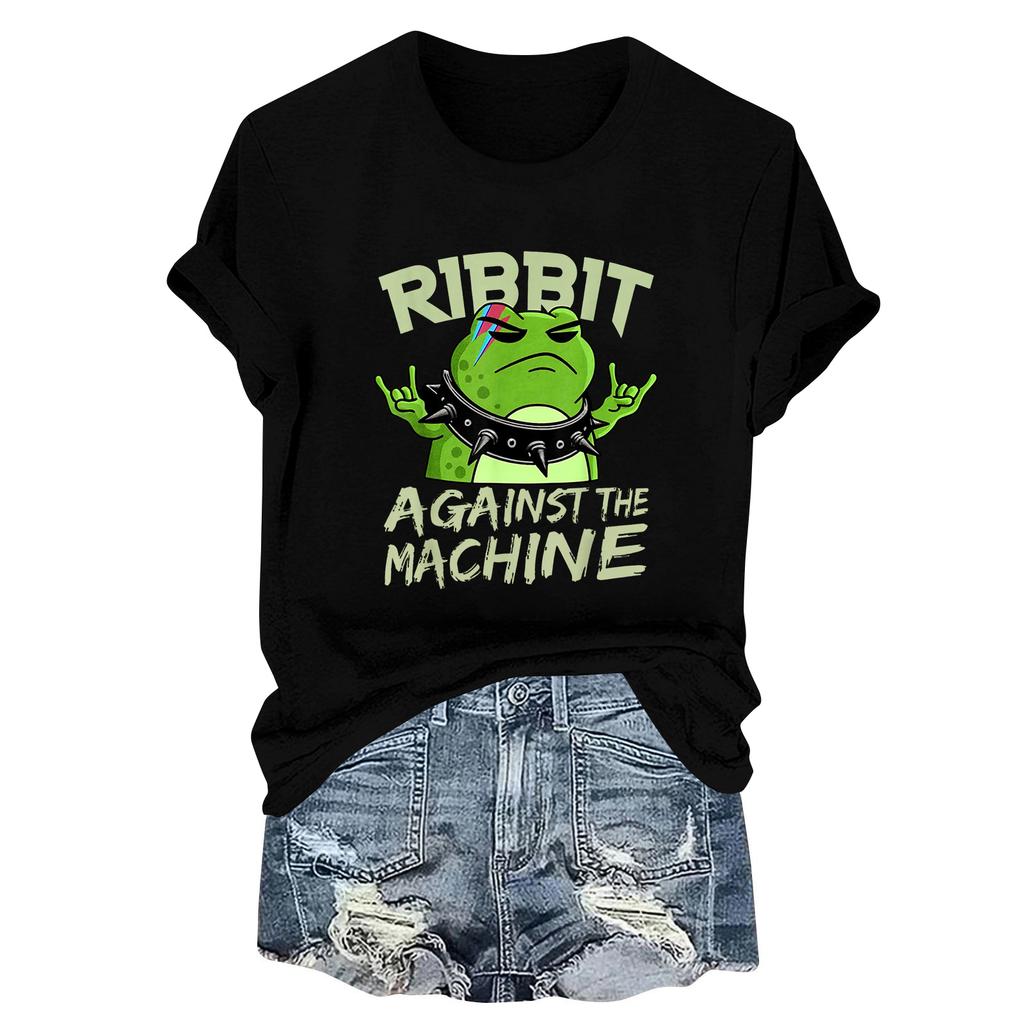 Женская модная повседневная футболка-пуловер с принтом, круглым вырезом и короткими рукавами