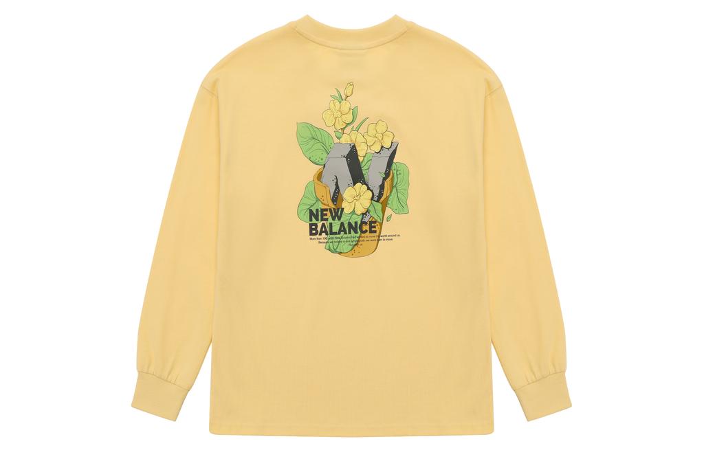 New Balance Женские футболки с круглым вырезом, лимонные, умеренно прямая посадка, AWT31371-RAW