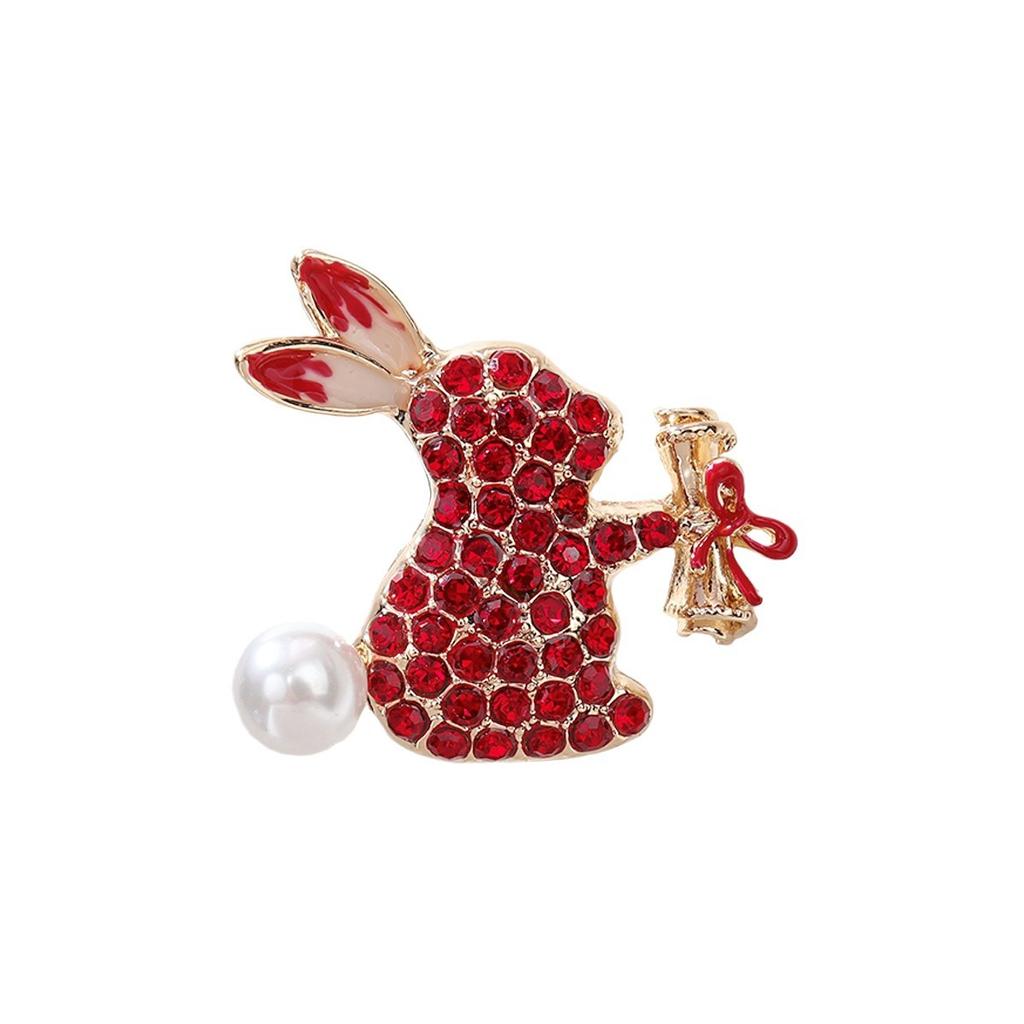 Кролик Высококачественная брошь Женская маленькая модель Ханфу Чонсам Булавка Аксессуары Натальный Год Красный Корсаж