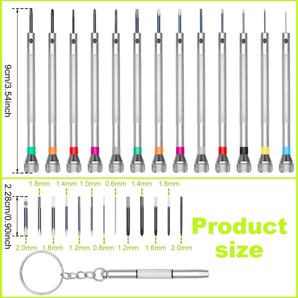 13-28Pcs Precision Screwdriver High Hardness Steel Micro Cross Repair Metric Flat Head Screwdriver for Watches Glasses Jewelry