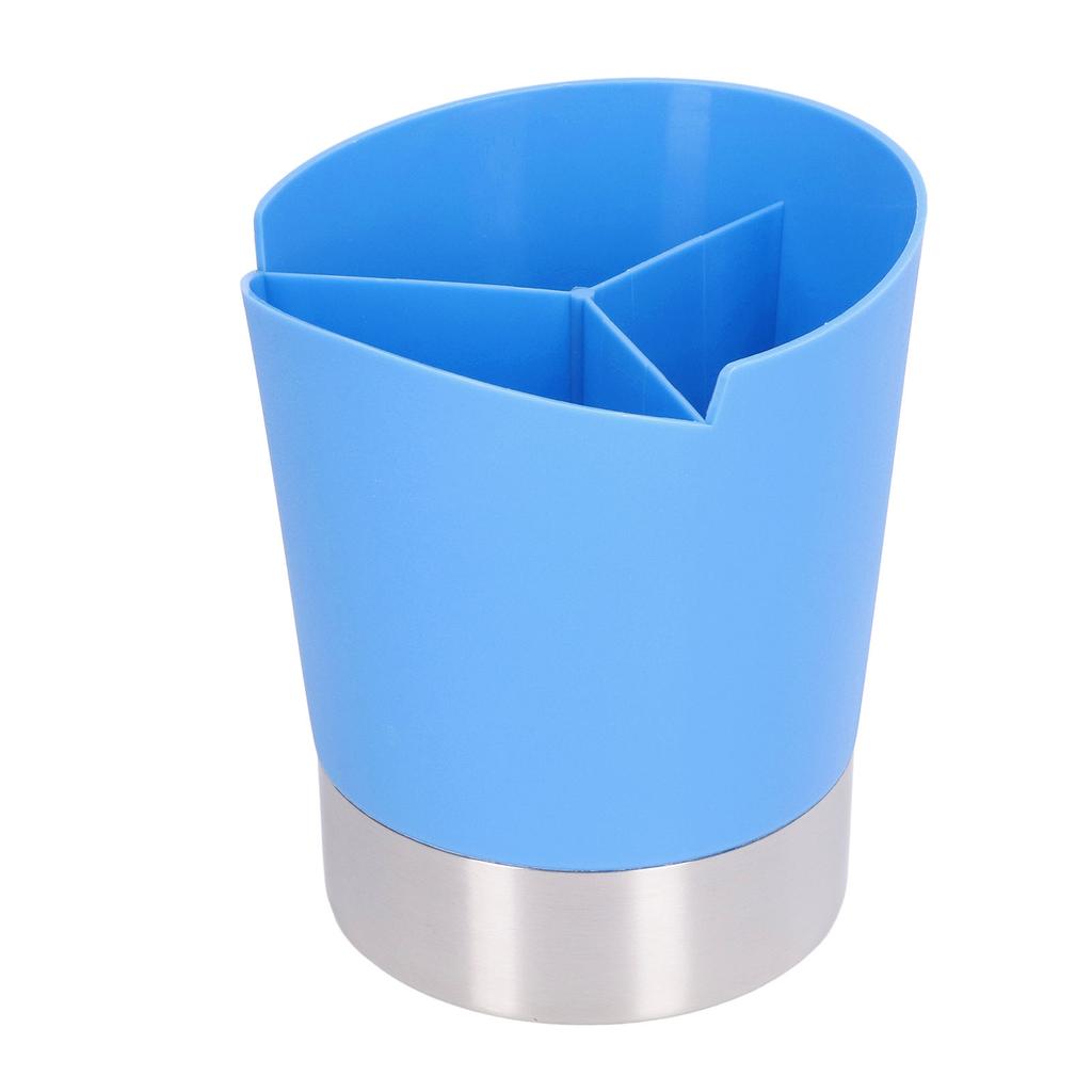 Straw Dispenser Blue Sturdy Durable 3 Compartments Stable Wide Application Straw Holder for Home