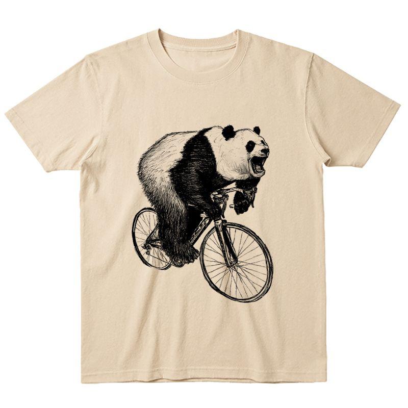 Panda Cycling Tshirt Hand Painted Black and White Style Line Draft Printed Short Sleeve Tshirt Cycling Men and Women Summer