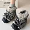 Fur Women Snow Ankle Boots Flats Platform Warm Shoes Woman Designer Winter New Trend Plush Casual Cozy Sneakers