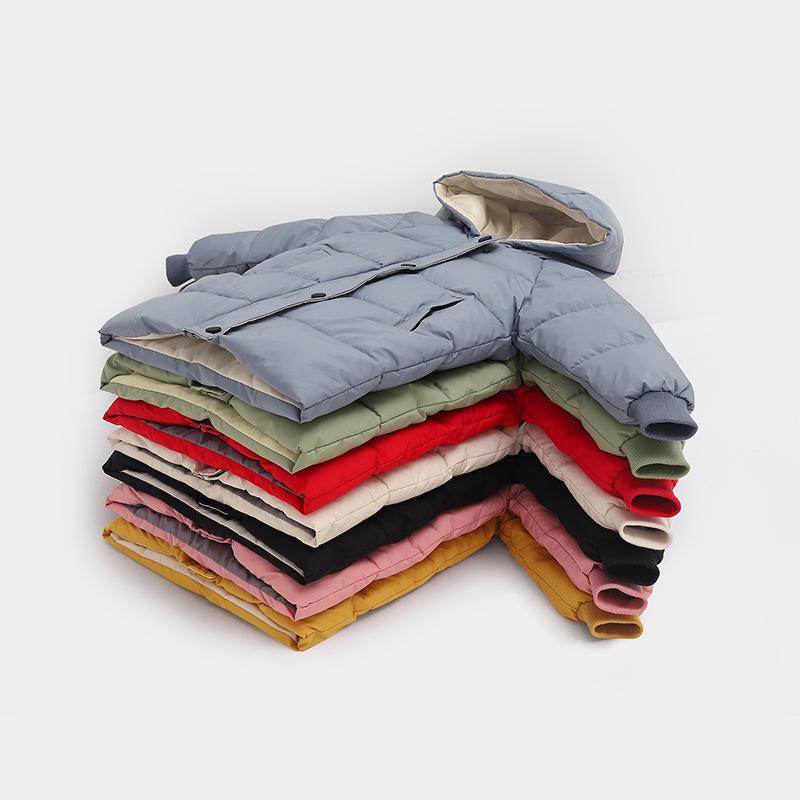 Детское зимнее пальто средней длины 2023 года - Корейский стиль, Пуховый хлопок, Унисекс, Утепленное для мальчиков и девочек