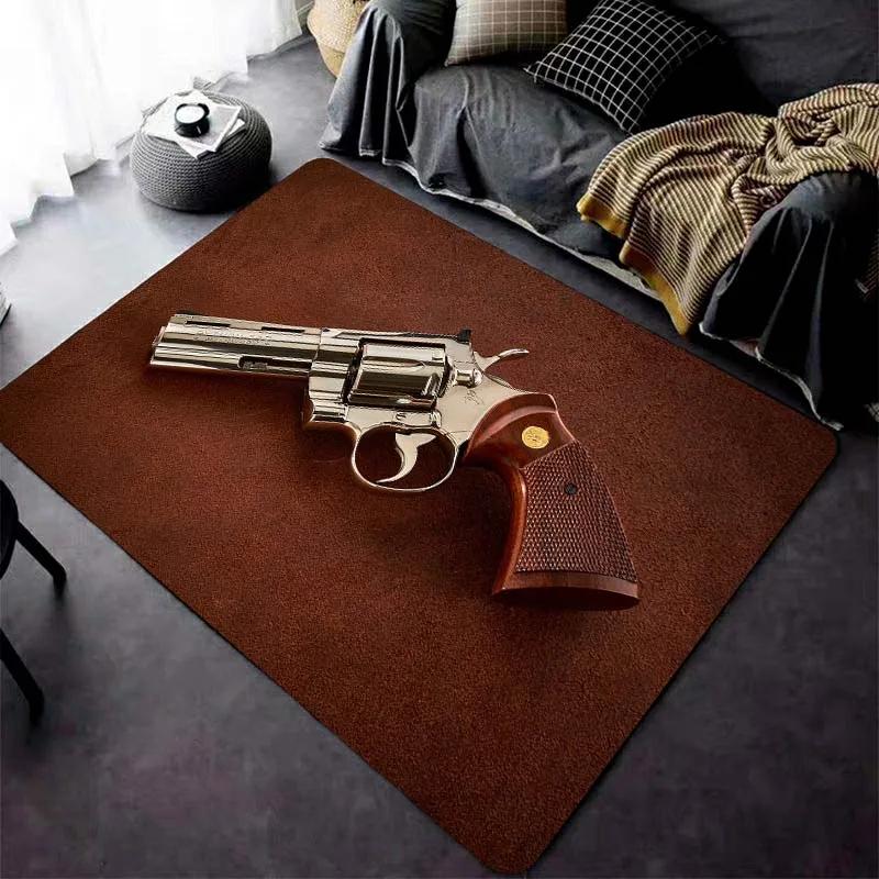 Ковер с рисунком револьвера для гостиной, игровые коврики, мягкий напольный ковер, мультяшные коврики, коврик для ванной, коврик для йоги, домашний декор