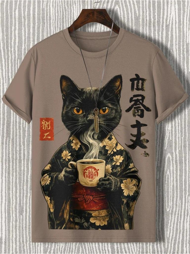 Мужские футболки с забавными животными и 3D-принтом, футболки с короткими рукавами, топы, рубашки с круглым вырезом, летняя повседневная мужская одежда, одежда