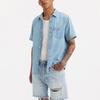 Levis Однотонная Удобная Повседневная Джинсовая Рубашка с Коротким Рукавом Мужская рубашка Джинсово-синий 86627-0128