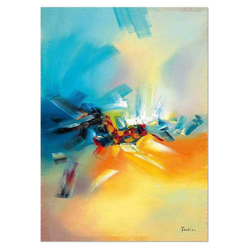 Красочные абстрактные настенные рисунки Желтый Розовый Синий Мечта Лист Картина Маслом Холст Настенные Панно для Декора Комнаты Акварельные Художественные Работы