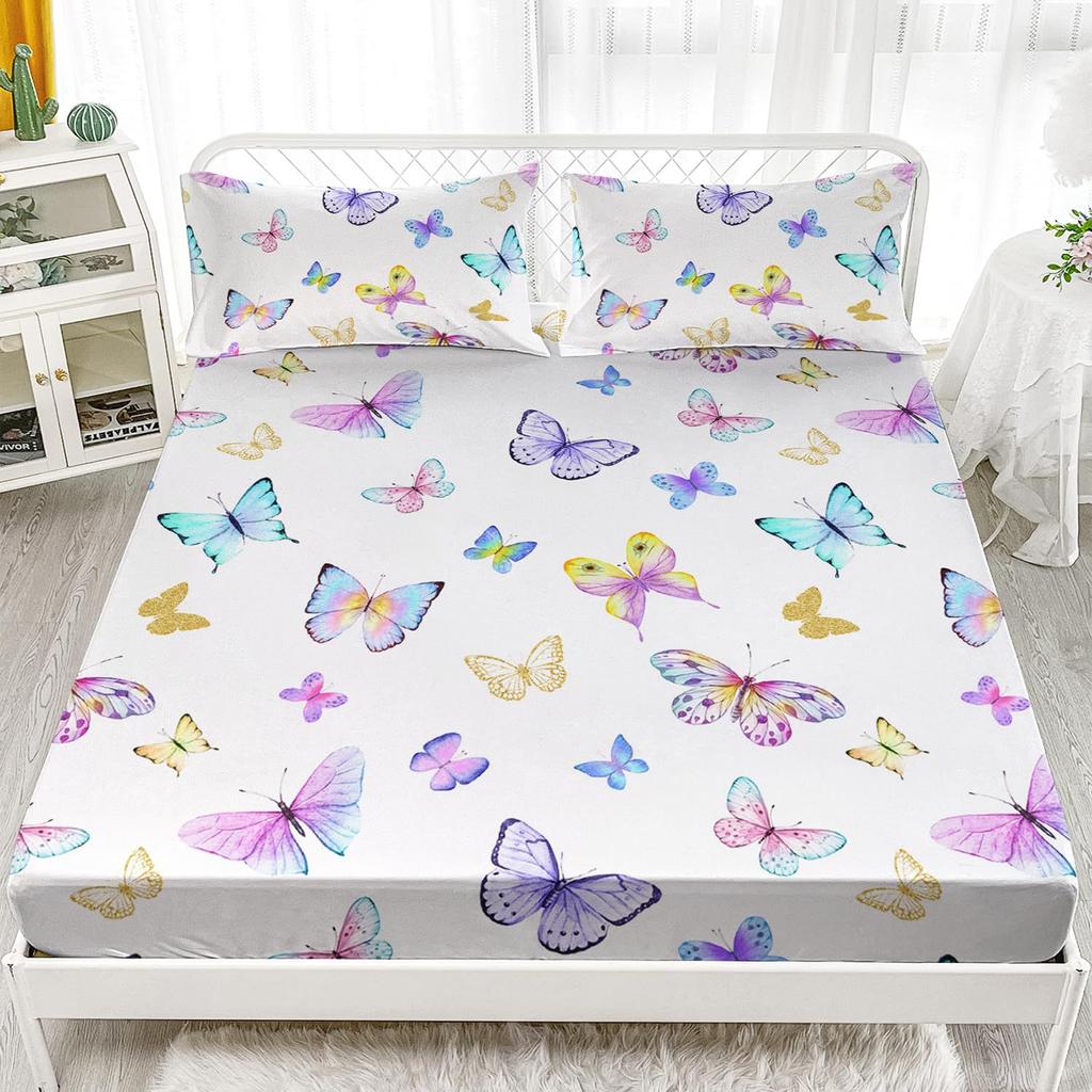 Красивый матрас с узором бабочек, трехпредметный комплект постельного белья с цифровой печатью, для взрослых и детей