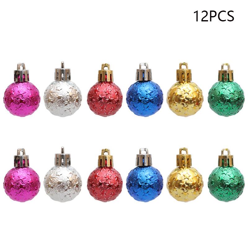 12Pcs 3cm Color Electroplating Ball Christmas Tree Decor Xmas Festival Hanging Ornament