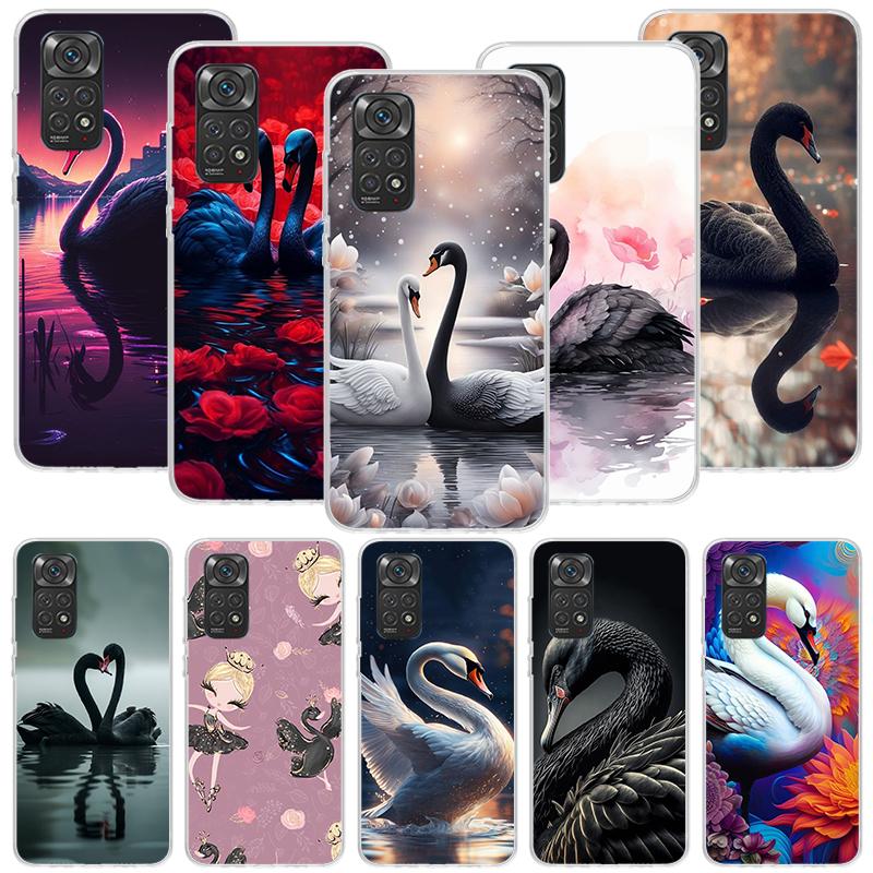 Black Swan Noble Phone Case For Xiaomi Redmi Note 15 14 13 12S 12 Pro Plus 11S 11E 11 11T 10S 10 Art Soft Pattern Cover Redmi No